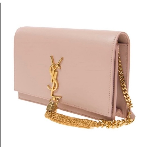 💯🥰SAINT LAURENT Grain De Poudre Medium Classic Kate Tassel Satchel Pale Blush - Picture 17 of 17